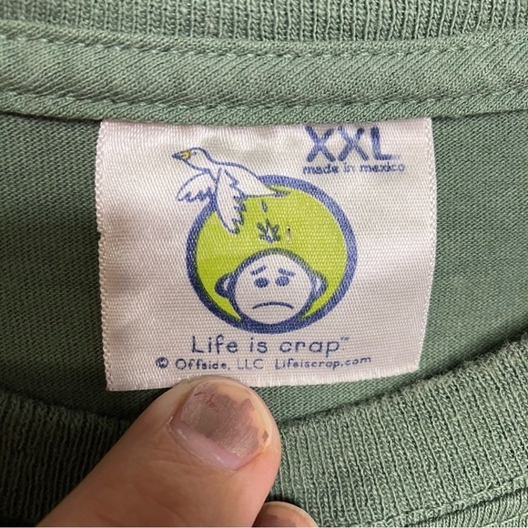 Life is Crap men’s funny t-shirt green golf size XXL - Picture 4 of 7